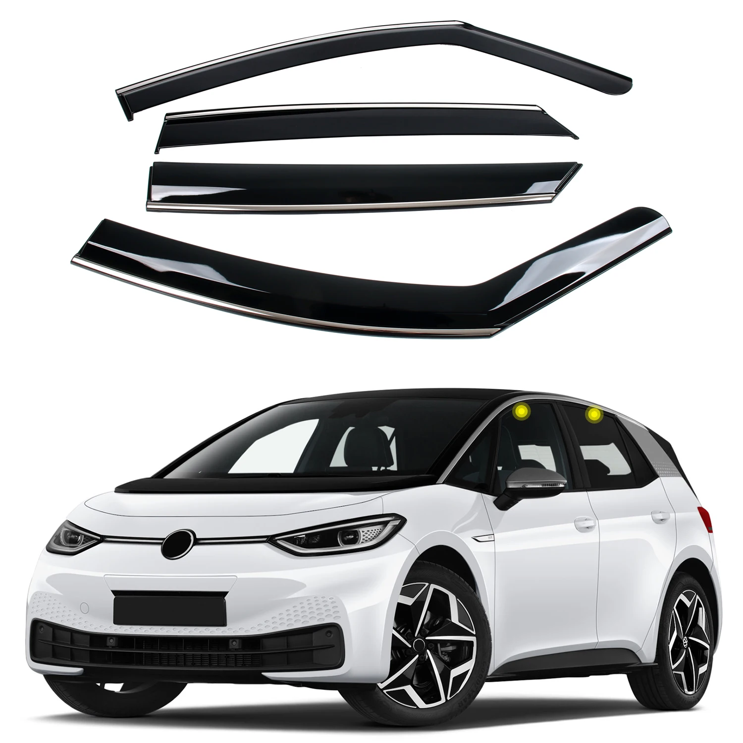 For VW Volkswagen ID3 2019-2023 Car Accessories PC Plastic Window Visor Vent Shade Rain Sun Wind Guard 4pcs