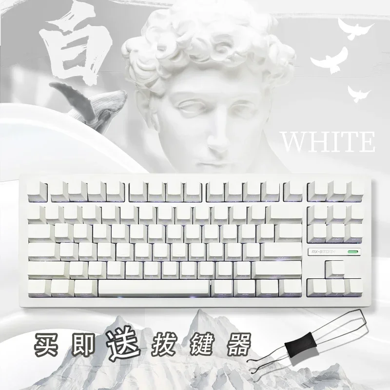 White Side Engraved Transparent Keycap Original Height PBT Customized 68/75/87/98/108 Key Multi-column Keycap