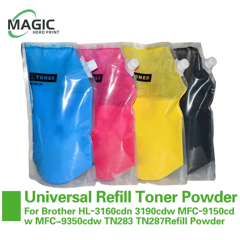 1000g Color Universal Refill Toner Powder For Brother HL-3160cdn 3190cdw MFC-9150cdw MFC-9350cdw TN283 TN287 CMYK Refill Powder