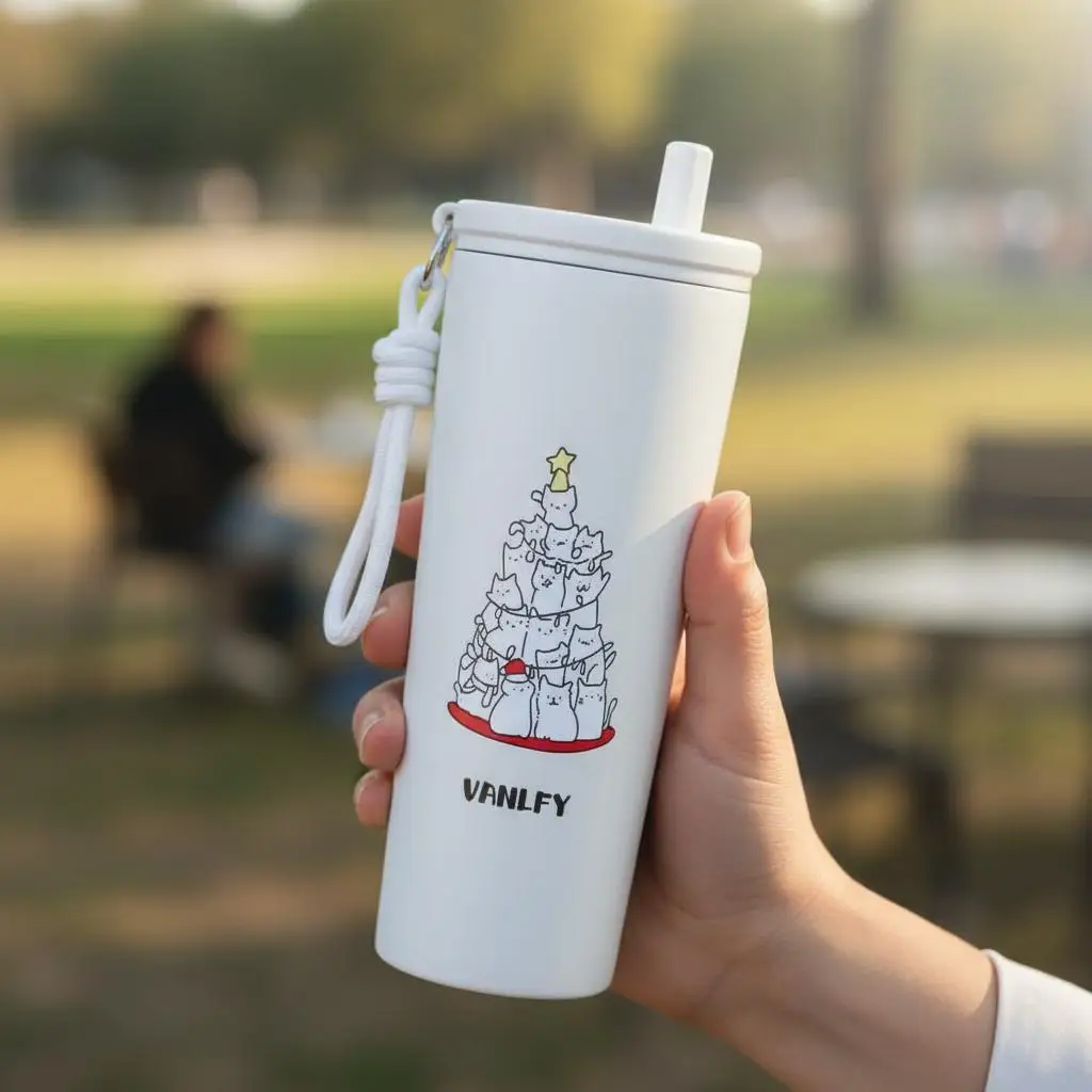 

Cute Cartoon Cat Insulated Cup With Simple And High Beauty Stainless Steel Straw Cup Portable Straw Bottle Gifts Insulated Cup
