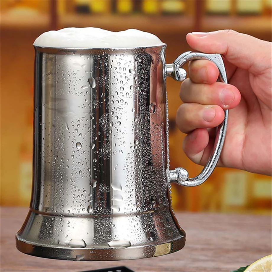 72pcs/Lot 550ml 18oz Cocktail Mug Beer Tumbler Pull Fire Cup Mule Glass 18/8 Stainless Steel Cup 2-Wall Big Base and Handle