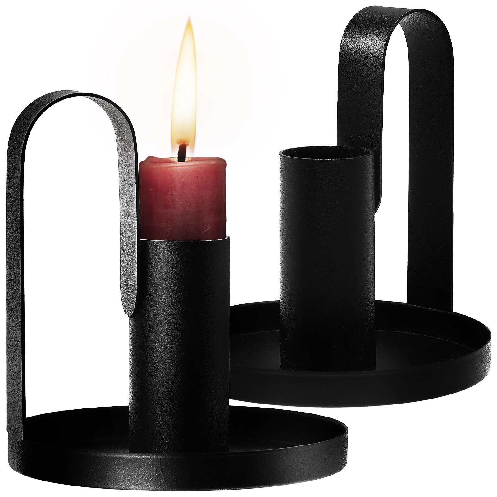 

2 pcs Black Holders Iron Halloween C Holder Anti Rust Pillar C Table Decor Living Room Fireplace