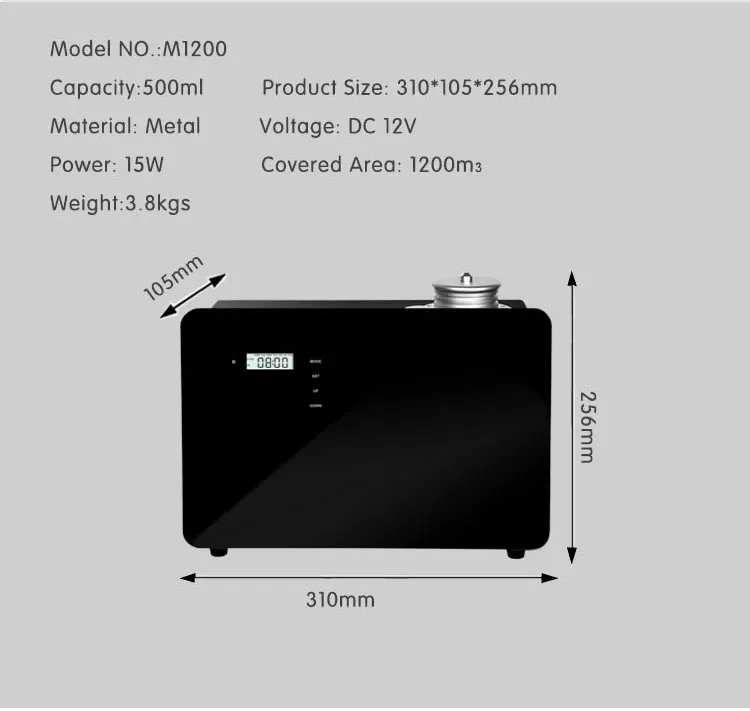 Commercial electric black metal wifi application 12V 500ml smart fragrance wifi diffuser fragrance marketing