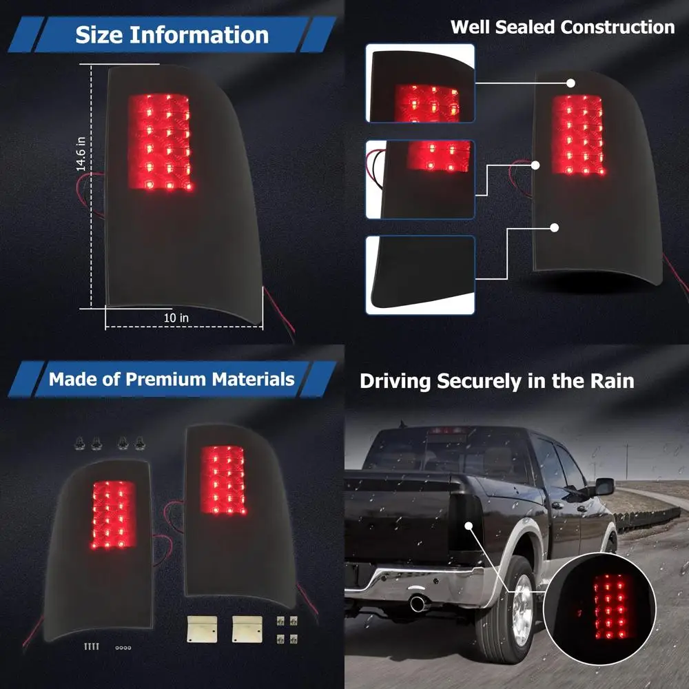 

2009-2018 Car Black Tail Lights Set for Driver and Passenger Sides, Replacement Assembly 55277414AC, 55277415AC, 55277414AB