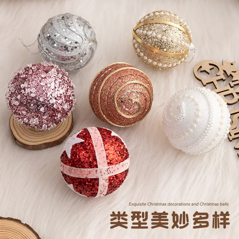 Ins Style Christmas Bauble Pendants Multi Color Glitter Balls New Ornaments For Xmas Tree Window Holiday Scene Arrangement