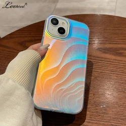 Aurora Colorful Gradient Case for iPhone 16 15 14 Pro Max 12 13 11 Laser Water Ripple Acrylic Shockproof Cover for iPhone 16Pro