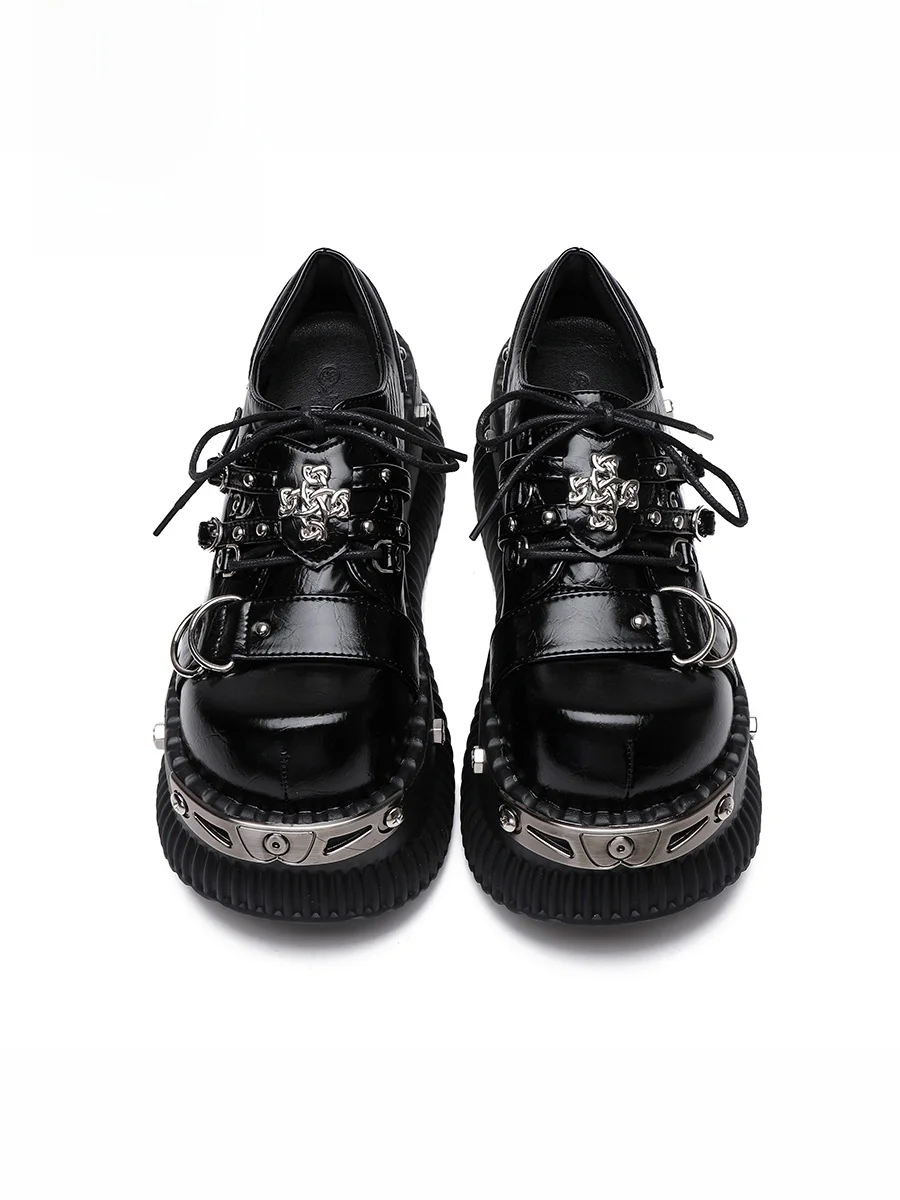 

Unique Design Thick Heel Shoes Women Y2K Subculture Sweet Cool Trendy Gothic Platform Shoes Dark Punk Japanese Style Flats