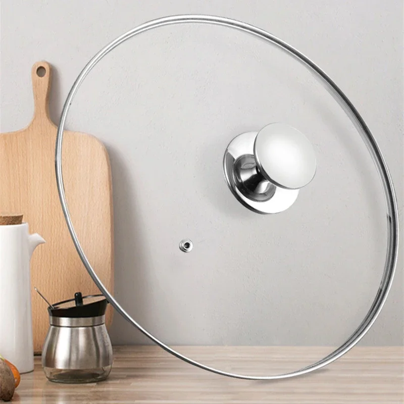 Handle Wok Pan Lid Stainless Steel top Frying Pan cooking Cover Frying Pans Glass Lid Handle Pot Frying Pan Lid stove cover