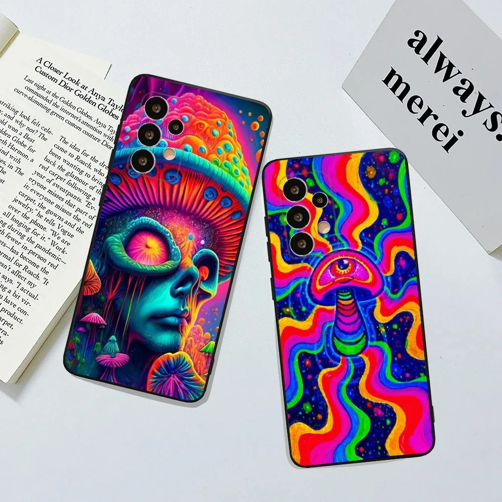 Trippy Psychedelic Mushrooms Eye Phone Case For Samsung Galaxy A13,A21s,A22,A31,A32,A52,A53,A71,A80,A91 Soft Black Cover