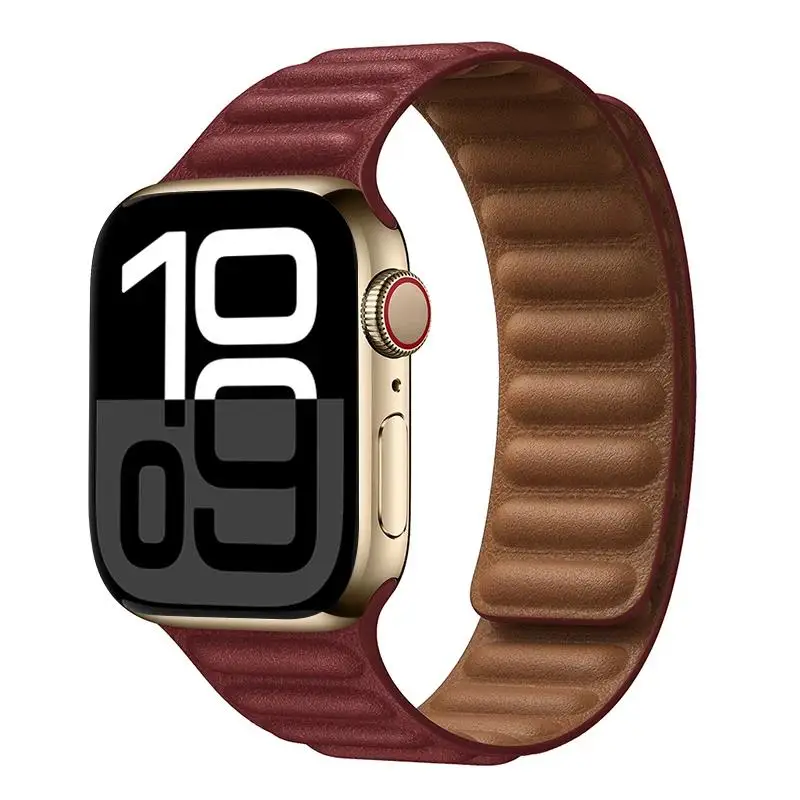 Lederarmband für Apple Watch 49mm 46mm 42mm 41mm Original Magnetisches Schlaufenarmband iWatch 12 11 10 9 8 7 SE Ultra 2 3 4