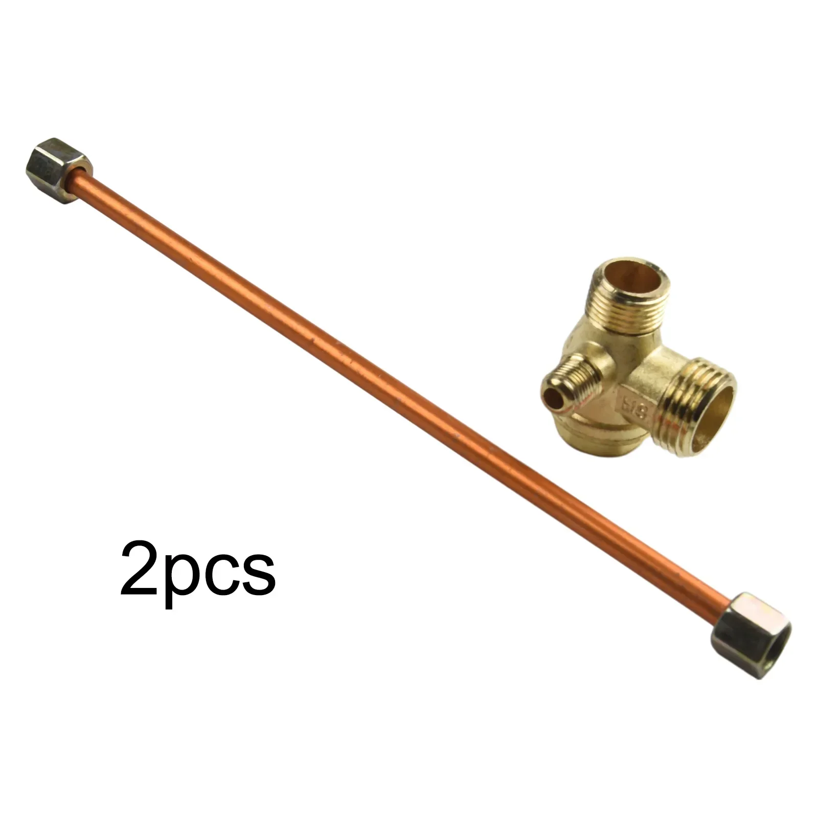 1/2pcs 3-Way Check Valve Male Thread Connector 200mm Hex Nut Copper Exhaust Tube Connect Pipe Fittings For Air Compressor Parts