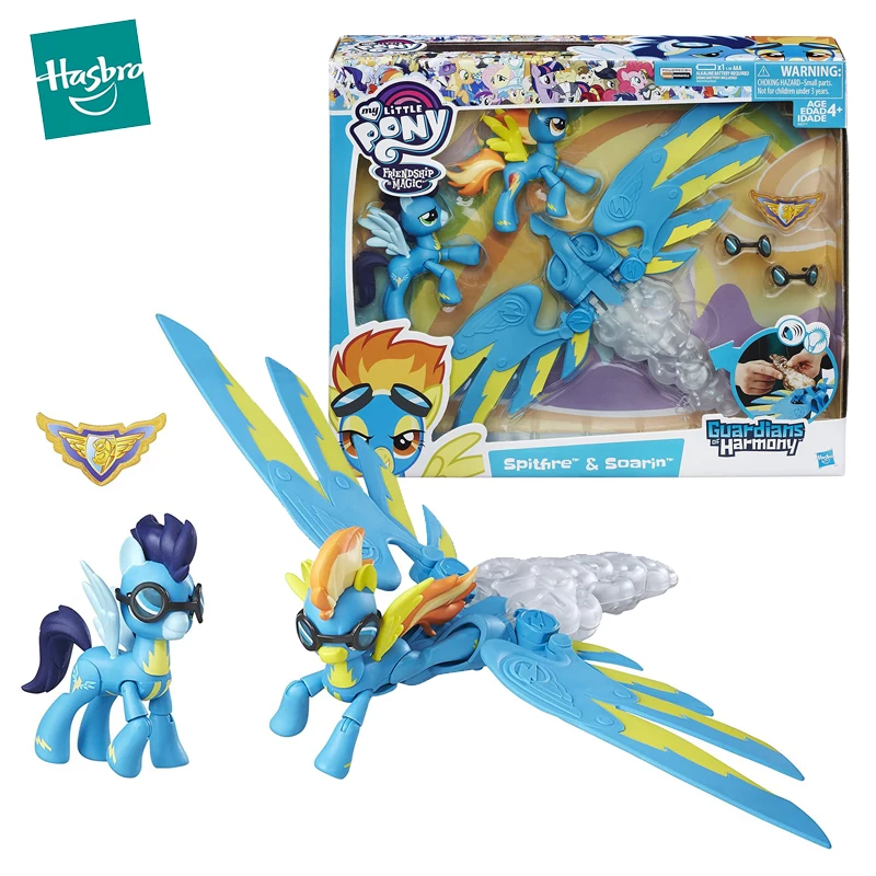 Original Hasbro My Little Pony Action Figure Spitfire n Soarin Wings Spread Light Sound Dolls Toys for Girls Collector Kids Gift