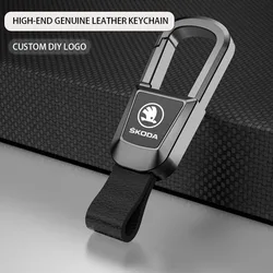 LLavero de cuero para coche, accesorio colgante para Skoda Superb Octavia 2, Fabia Rapid S, Logo A7, KAMIQ, 2024, 2023