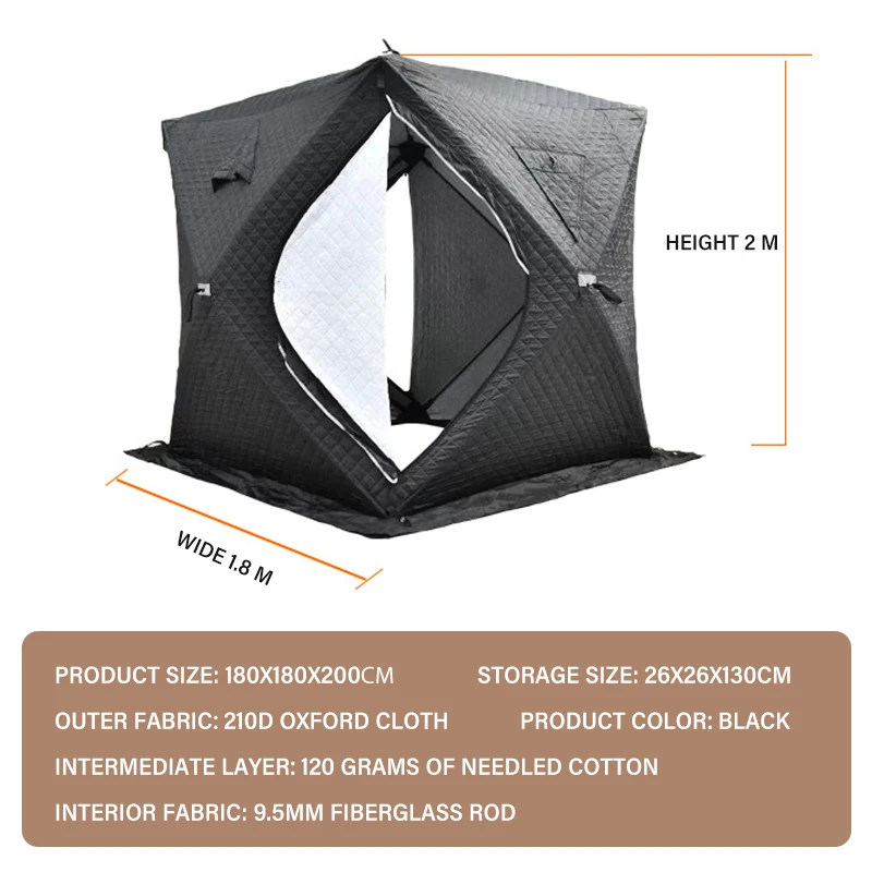 Outdoor With Chimney Mouth Winter Fishing Tent With Windows Automatic Quick Opening Tent 3/5 Person Windproof and Waterproof
