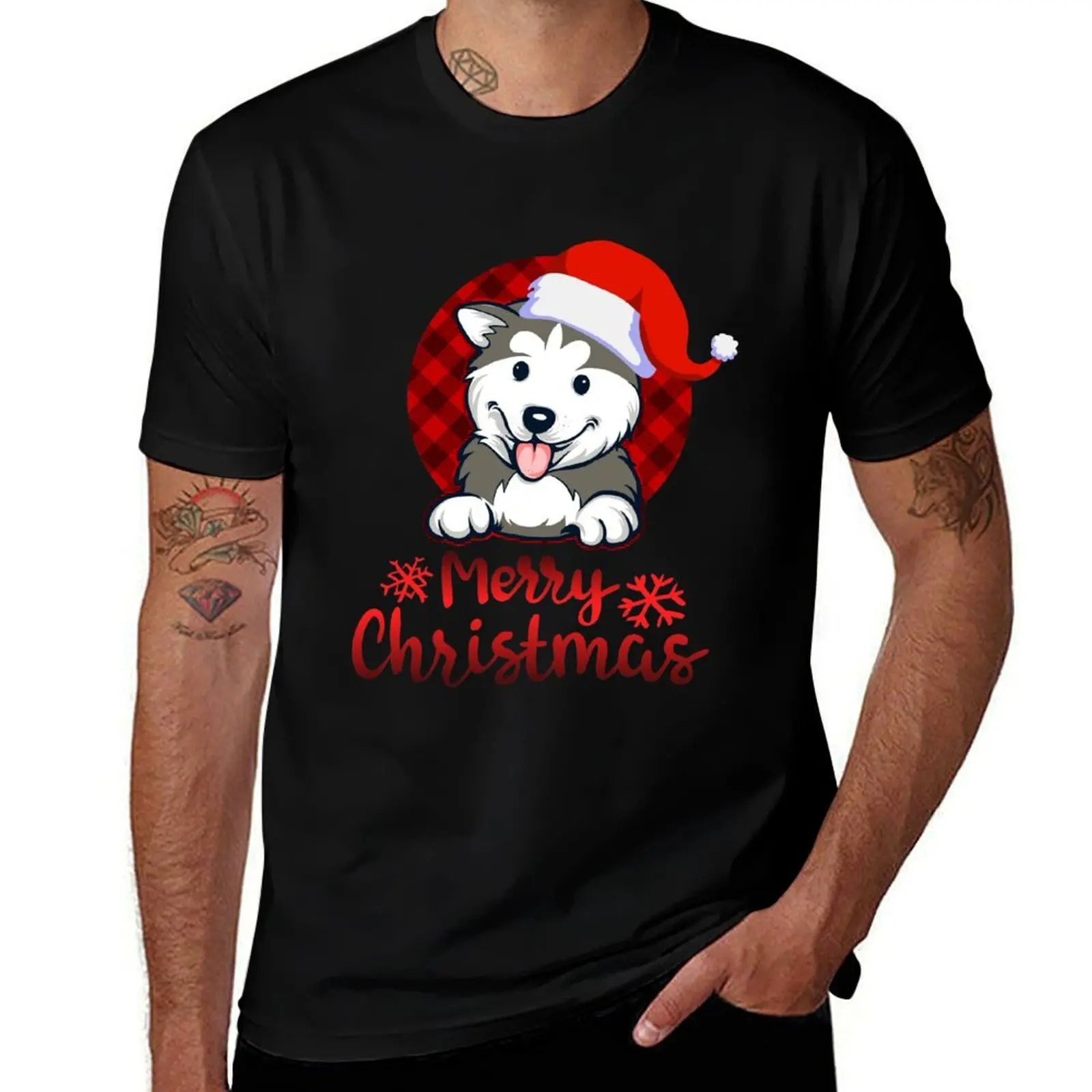 

Christmas Happy Siberian Husky,Merry christmas Red T-Shirt vintage blanks luxury designer tshirts for men
