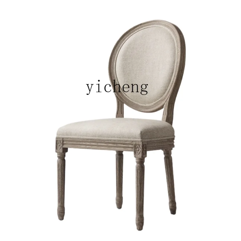 

ZK Retro Solid Wood Furniture Classical round Back Chair Armrest Simple Office Soft Bag Study Chair