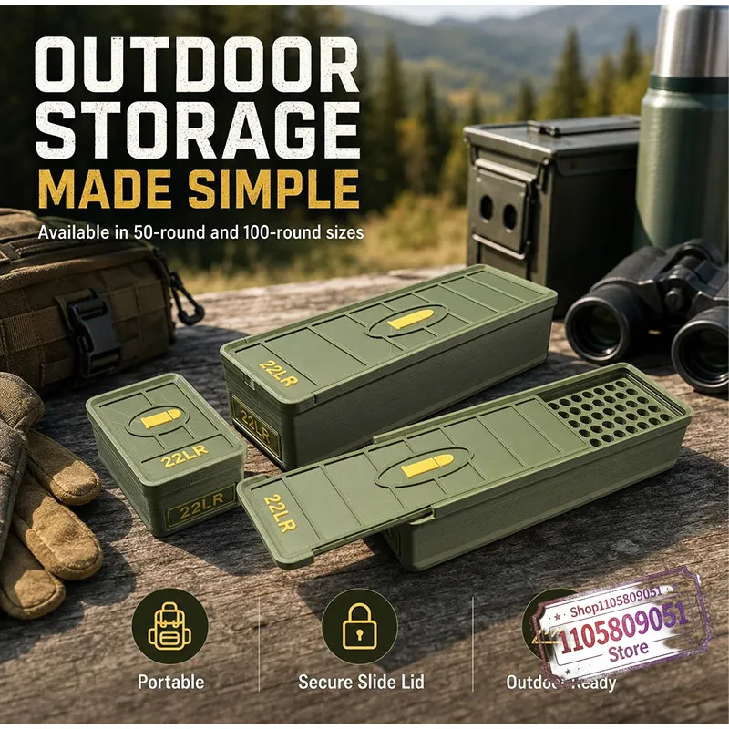 NEW Mini .22 LR Ammo Drawer Box, Holds 50/100 Rounds, Made Of Durable Plastic, Portable And Spill-proof Plastic Material 2026