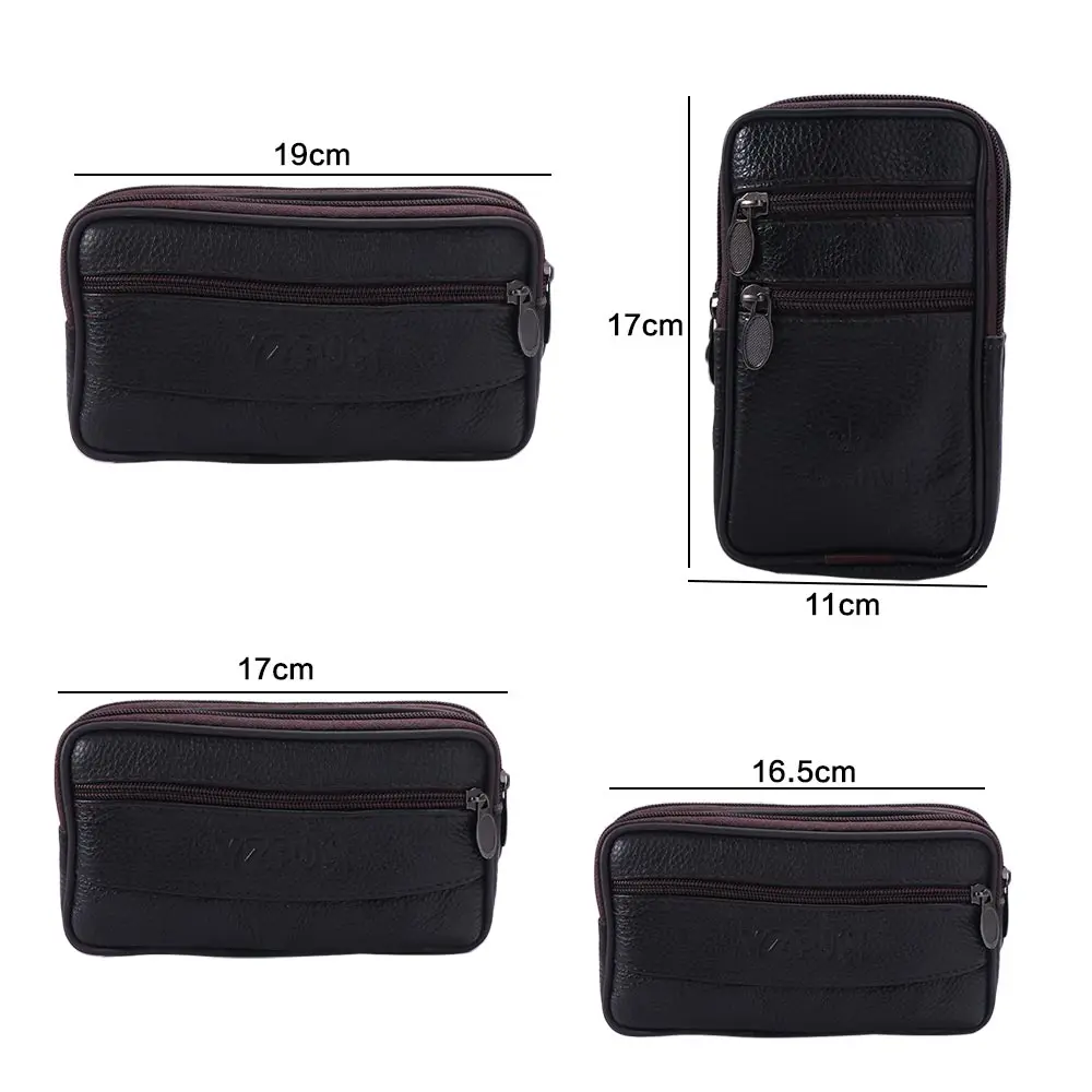 Leather Travel Cash Card Holder Bum Hip Bags Phone Bag Genuine Leather Belt Bags Coin Waist Bag Men Waist Pack Wear Belt Pocket
