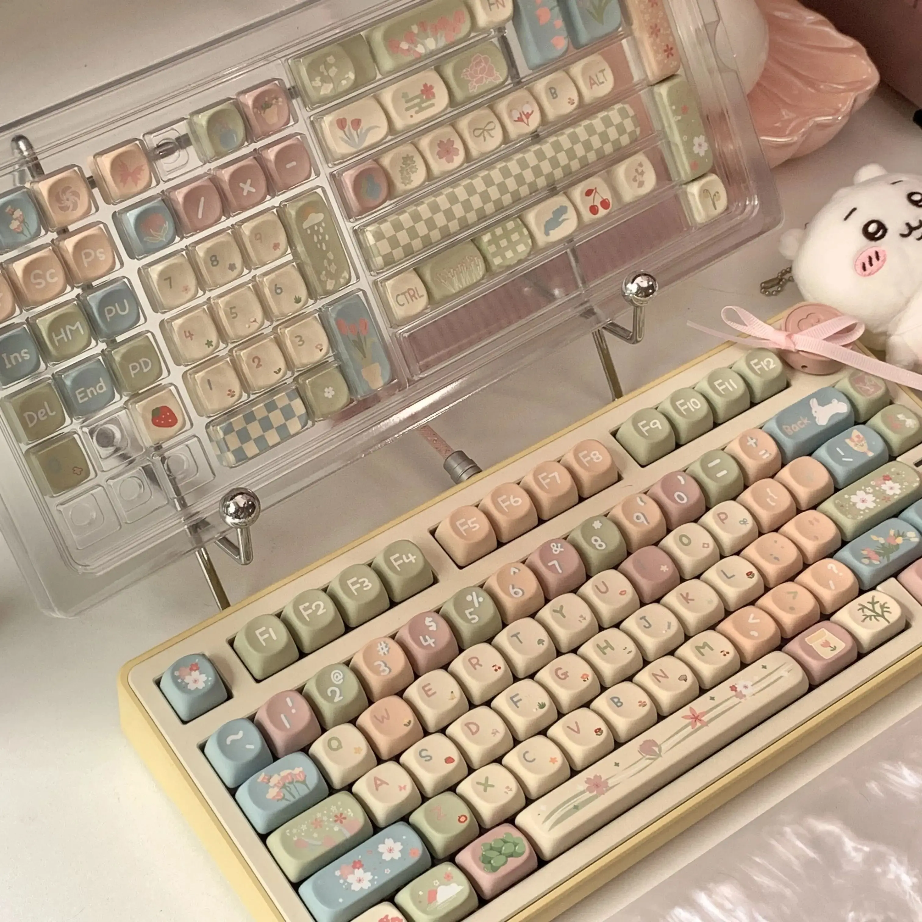 MOA Keycaps Cute Alice Keycaps Cute Keycaps 141 teclas PBT Sublimação Mecânico Teclado Cap 2.25 U 2.75U