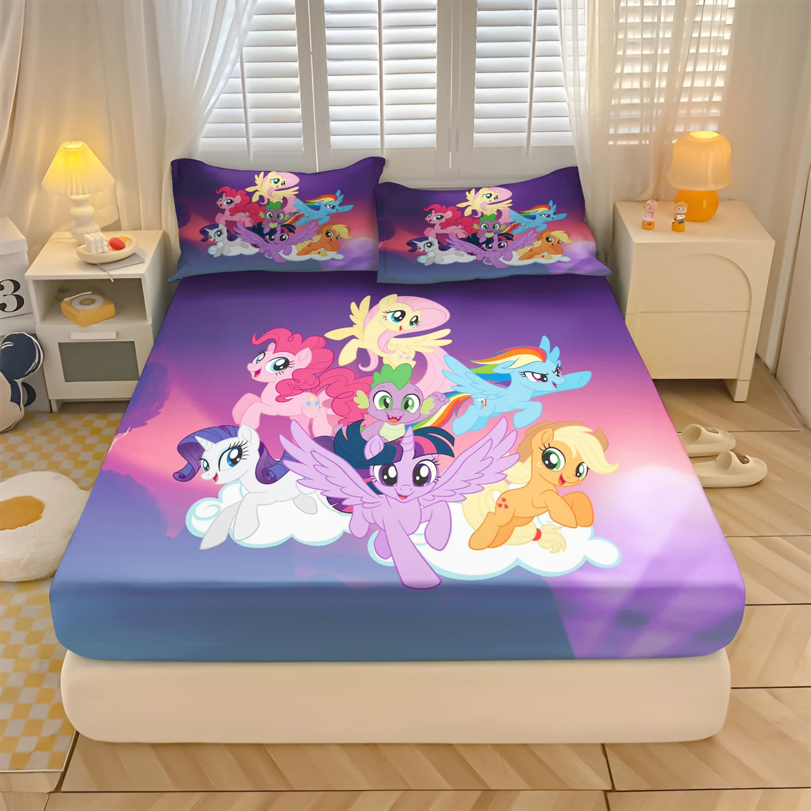 My Little Pony：Friendship is Magic Fitted Sheet 3D Children'S Bedding Set 100% Polyester 2/3pcs Comforte Bed Cover Full Set Home