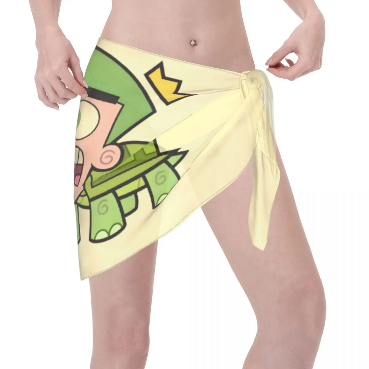 Custom Fairly Oddparents Beach บิกินี่ห่อดูผ่านบิกินี่ชุดชายหาดกระโปรงสั้นผ้าพันคอชีฟองสําหรับผู้หญิง