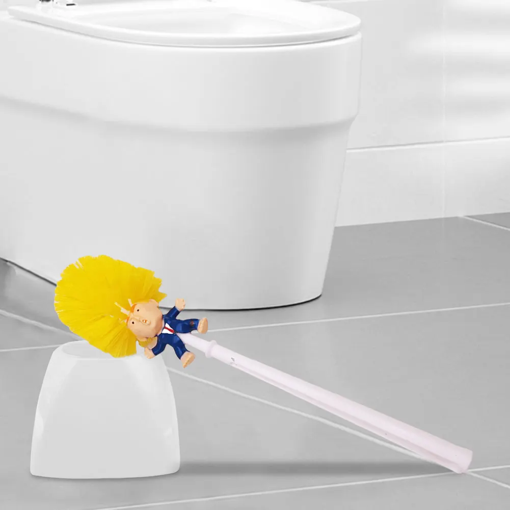 Donald Trump Toilet Brush with Holder Trump Toilet Cleaning Brush Funny Toilet Bowl Brush Novelty Gifts Bathroom Cleaning Tools