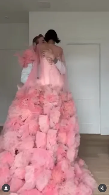 فستان تول زهري شفاف أومبير وردي بأكمام طويلة فساتين اضافية منتفخة الطبقات فستان حمل تول لالتقاط الصور