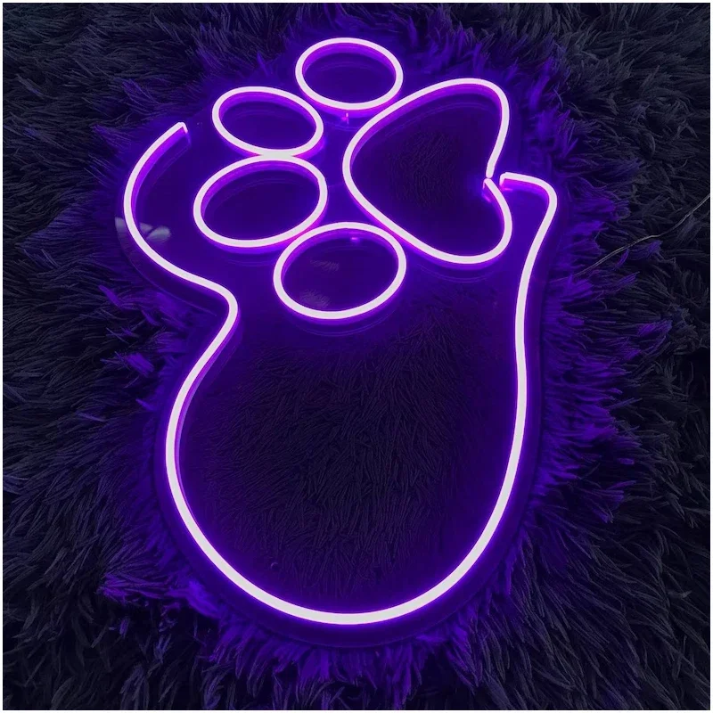 Luz de neón con forma de huella de perro, señal de neón con forma de perro, luz Led personalizada de Animal lindo, decoración de neón para colgar en la pared del hogar