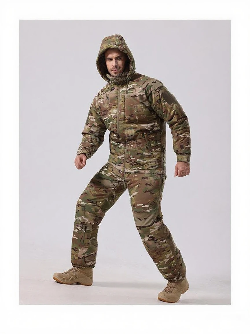 Horse Riding Cold Proof Cotton Suit Camouflage Set Anti Splash Water Autumn Winter Hooded Tactical Equestrian Coat for Men Women