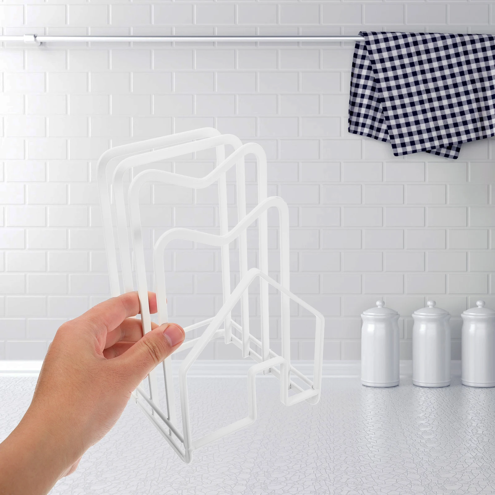 

Multifunctional Kitchen Rack Iron Pot Lid Holder Cutting Board Rack Organizer Drying Storage Shelf Organizer Pot Lid Holder