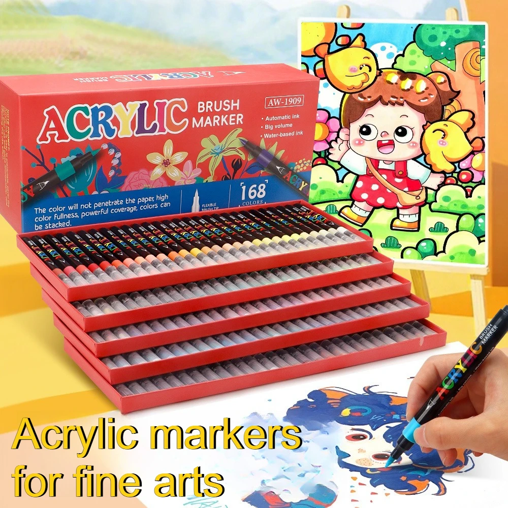 

120/168 цветов, ручки для акриловой краски, маркеры, наконечник кисти для наскальной живописи, дерева, холст, камень, рождественский подарок, сделай сам, поделки, товары для рукоделия