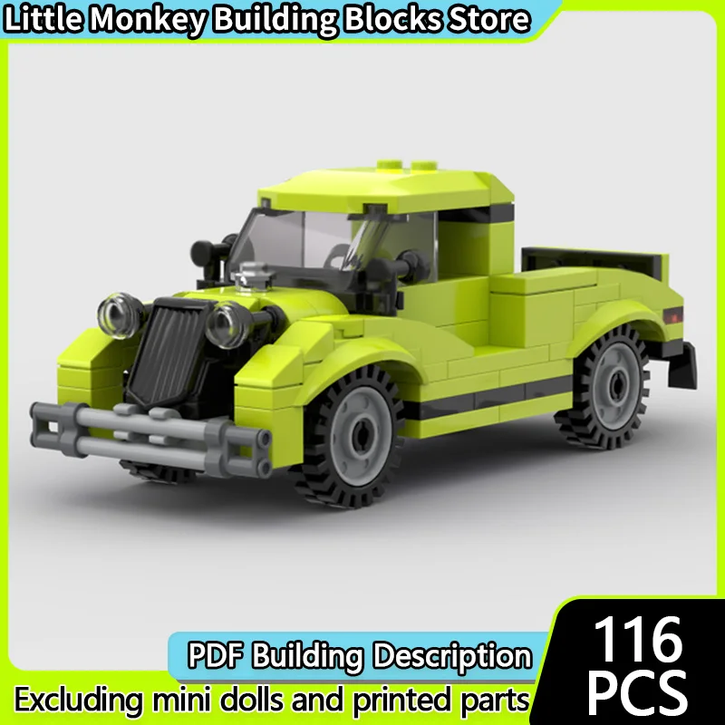 

City Car Model MOC Building Bricks Vintage Pickup Truck Modular Technology Children Holiday Gifts Assemble Toys Suit
