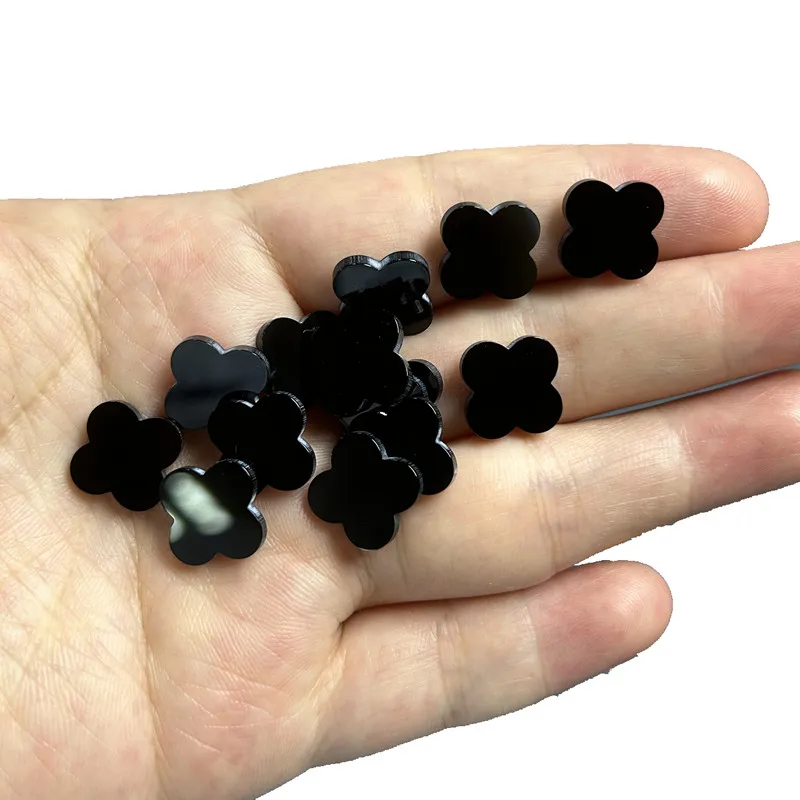 50pcs/Lot Black Onyx Gemstone Flower Shape Natural Agate Stone Loose Beads For DIY Jewelry Making Cheap Factory Price