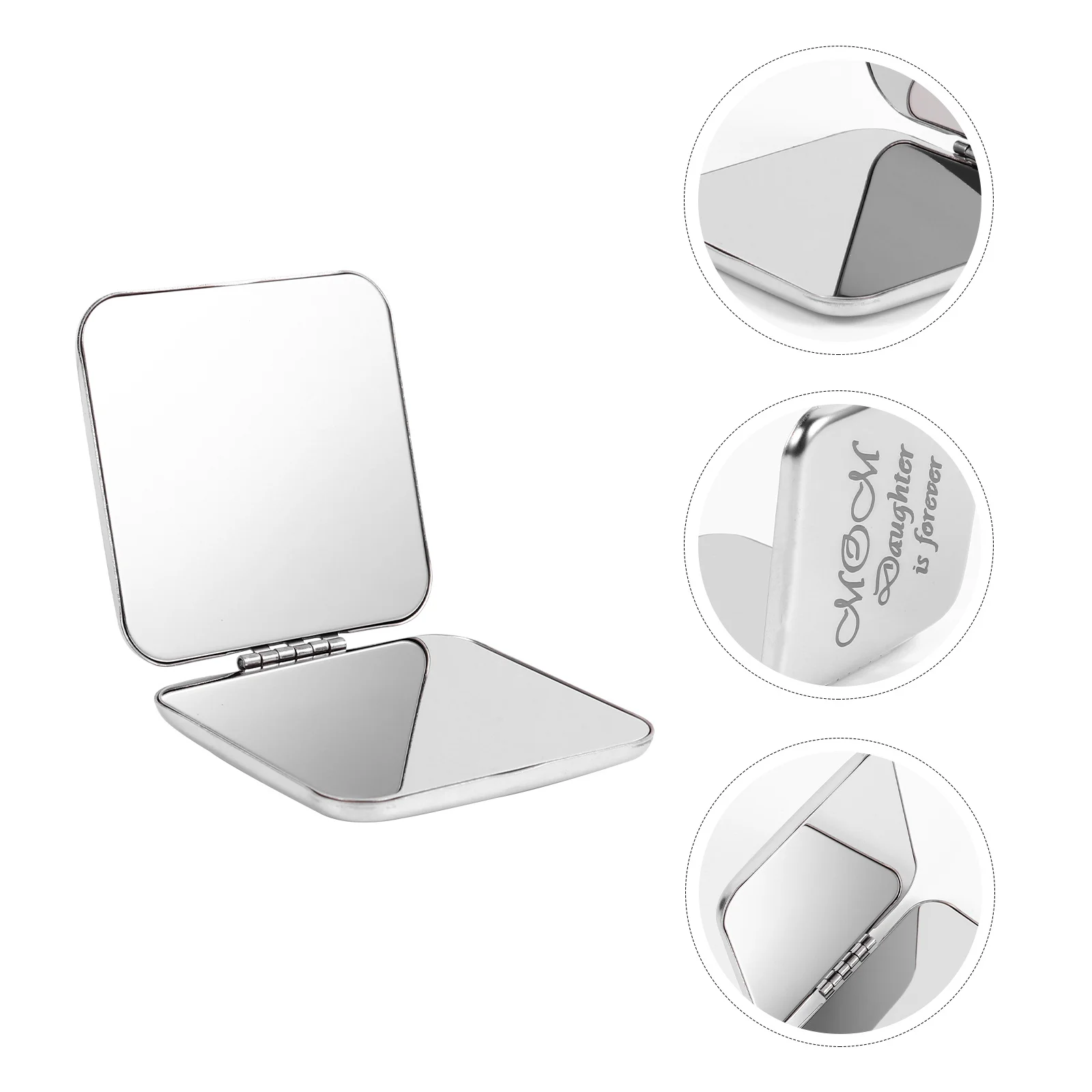 Kompakter Mini-Schminkspiegel mit Schriftzug-Design, beidseitig tragbar, Reisegeschenk für Frauen und Mädchen, Taschenspiegel