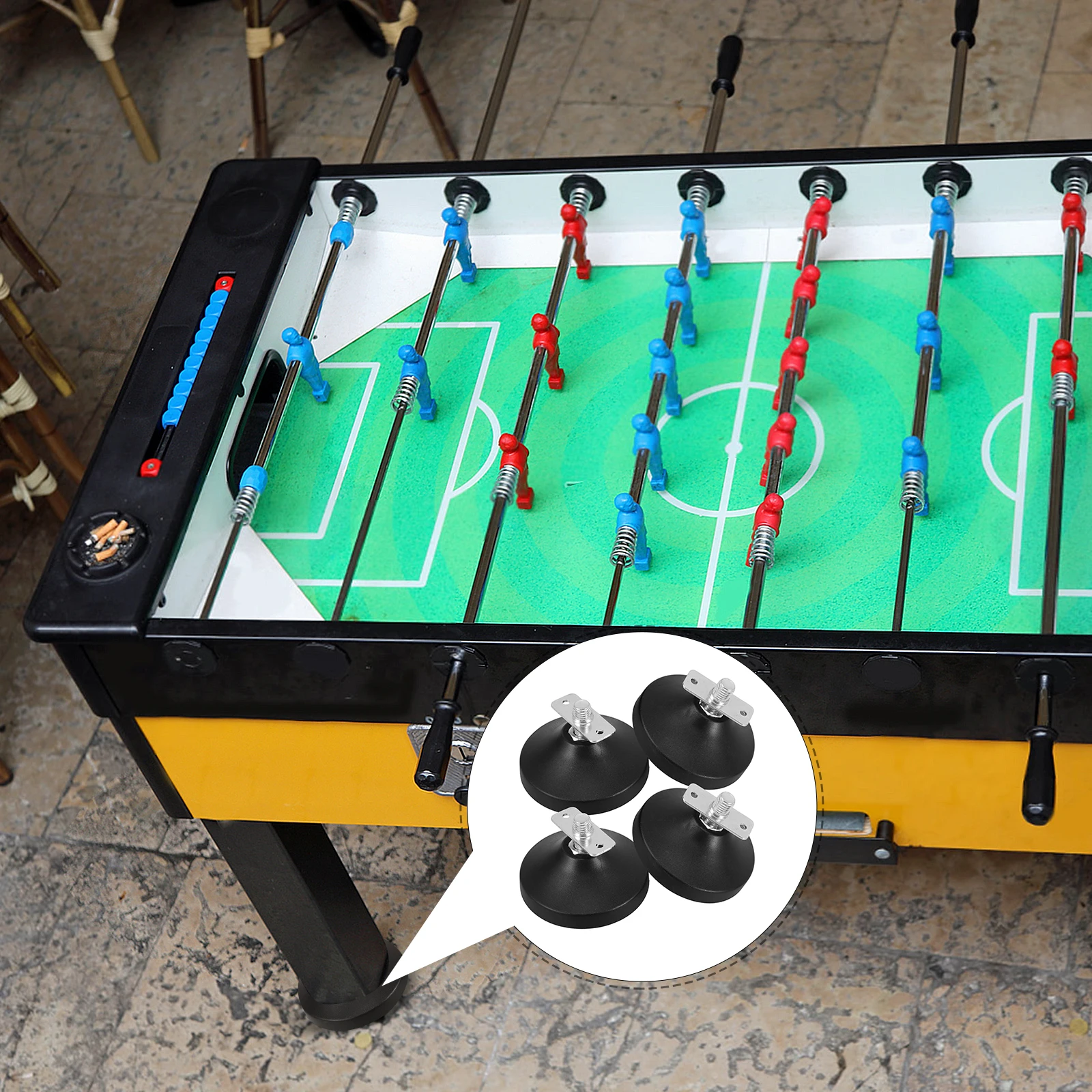 

4 Pcs Football Machine Foot Pads Adjustable Feet Levelers Anti Skid Foosball Table Chairs Cabinets Universal Swivel
