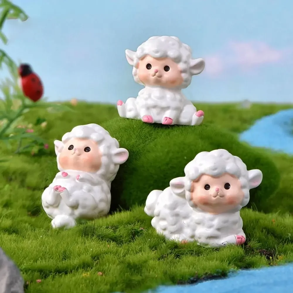 Miniature Fairy Garden Accessories Cute Sheep Lamb Ornament Statue Figurines Home Garden Landscape Dollhouse Terrarium Decor