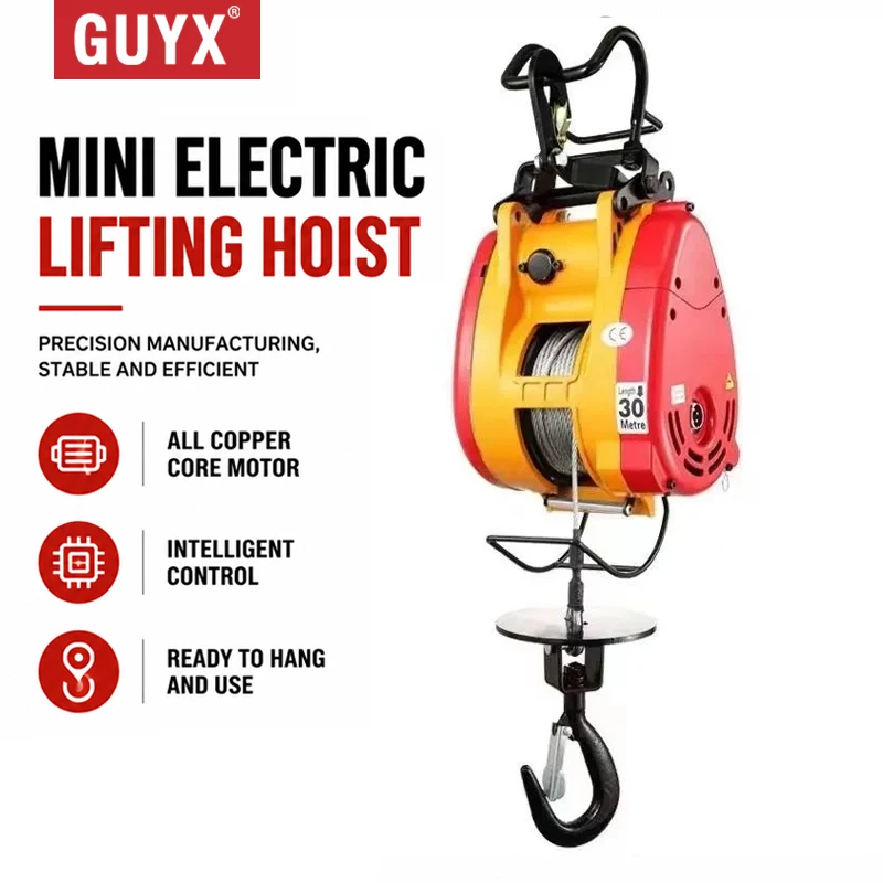 230KG 30M Double Hole Electric Hoist 220V Suspension Portable Household Crane Quick Construction Hoist Brushless Electric Winch
