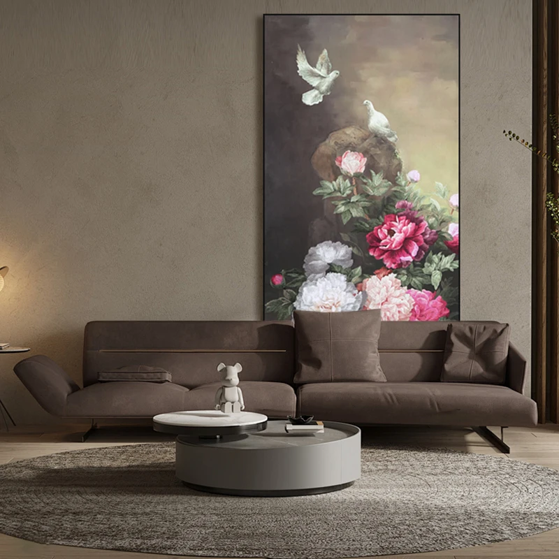 Peony And Peace Dove Suzhou Embroidery Large Size 100x200cm Wall Mural Decorative Printing Art for Room Decor