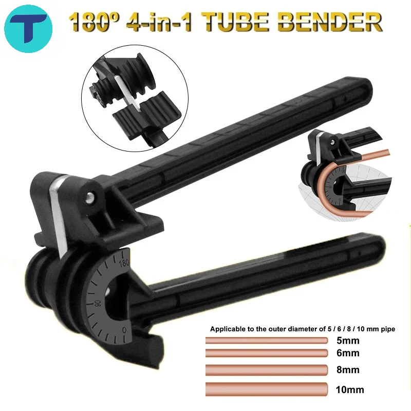 T 4-in-1 Copper Tube Bender 180° Combination Tube Bender for 5mm 6mm 8mm 10mm Pipe Bending Tool Brake Fuel Line Curving Pliers