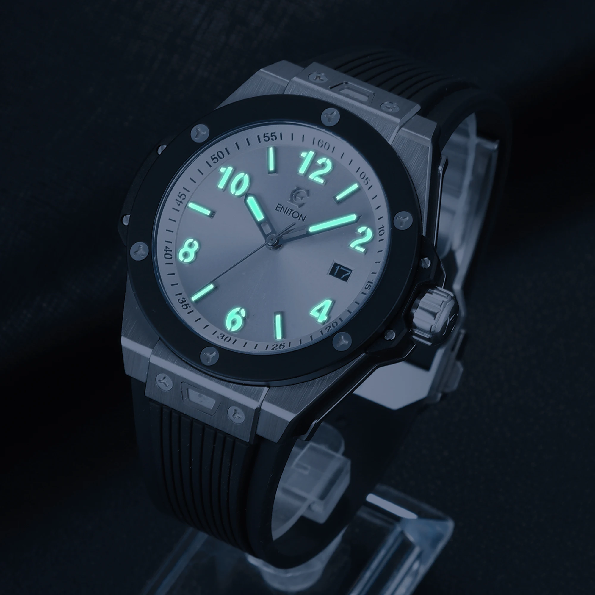 ENITON 42mm movimento automatico in acciaio inossidabile luce notturna da lavoro retrò lusso NH35 orologio impermeabile reloj hombre