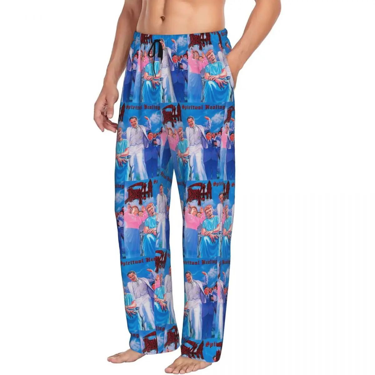 Custom Men's D-Deathes Spiritual Healing Pajama Pants Printed Sleep Sleepwear Bottoms with Pockets