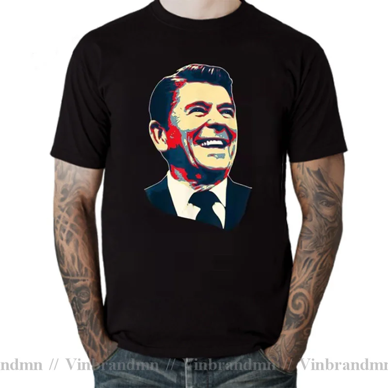 History & Politics Ronald President Reagan Conservative American Republica Propaganda T shirt USA Flag Democrat T-shirt