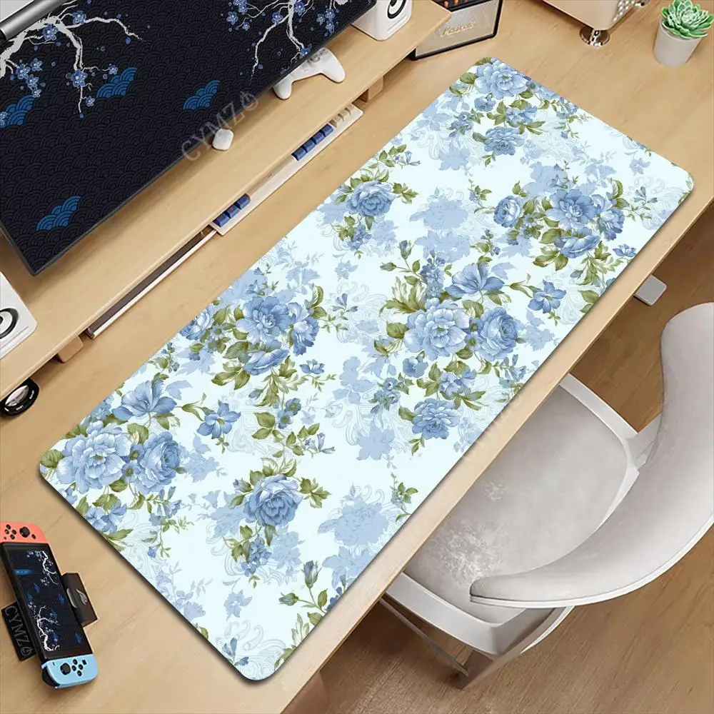 Retro esthetische romantische bloemen Muismat Bureaumat Gamingmatten rubberen antislip bureauaccessoires geschikt voor kantoor en games