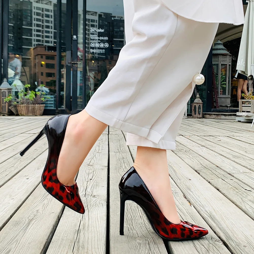 Italian Style Women Pointed Toe High Heels Gloss Patent Leather Stilettos Ladies Solid Color Pumps Shoes 11CM Stiletto Shoes image 4