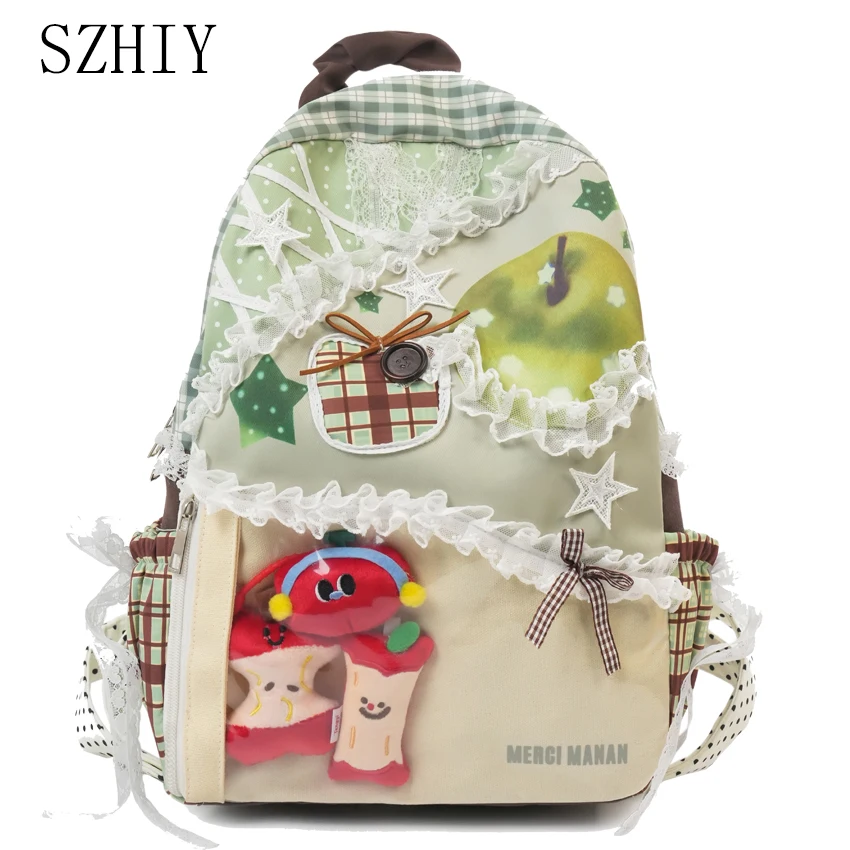 Colorful Backpack for College Students and Women Lightweight and Large Capacity Cute Lace Casual Backpack on Both Shoulders Bag