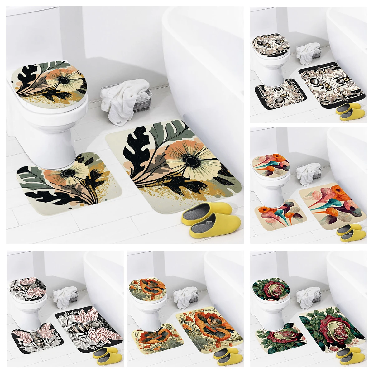 Home bathroom floor mats Anime animal style Bath Foot mat modern accessories rug Toilet mat Bathtub anti-slip carpet aaaa