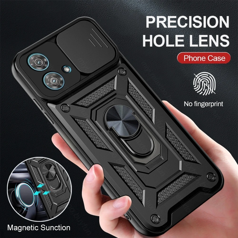 Edge40Neo Case Armor Shockproof Slider Lens Cases For Motorola Edge 40 Neo Moto Rola Edge40 5G Magnet Holder Ring Protect Fundas