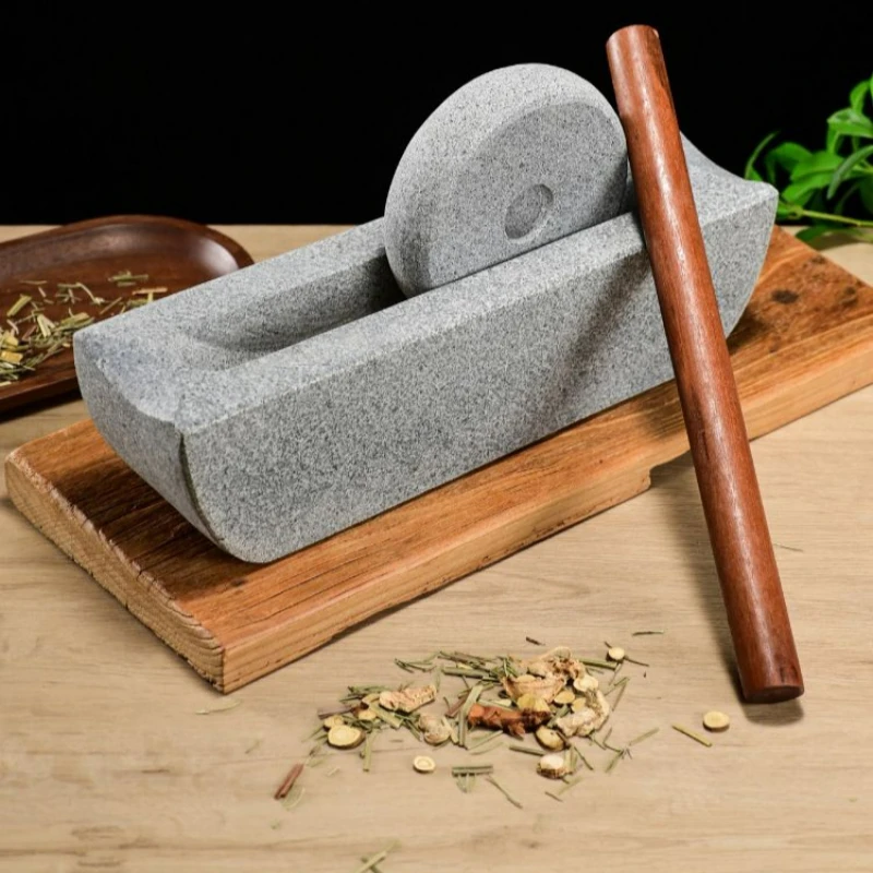 Juego de molinillo de estilo chino para el hogar, rodillo triturador, bandeja de té, molinos de condimentos, máquina rectificadora de medicina tradicional china, decoración