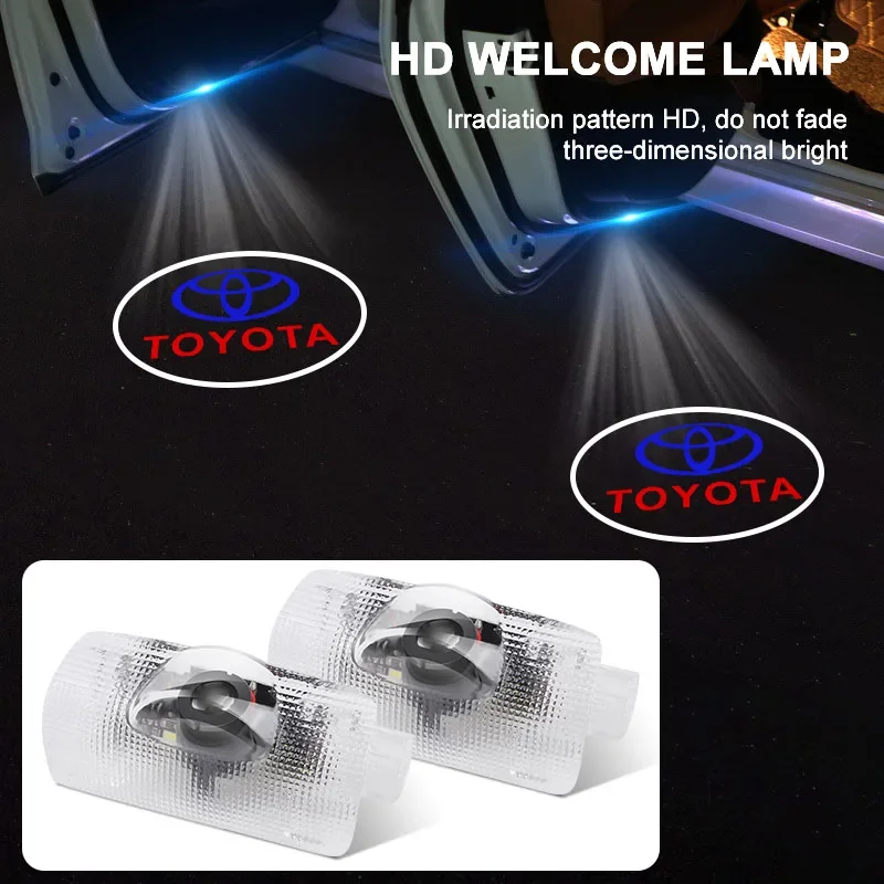 Luces de bienvenida para puerta de coche, proyector láser con logotipo, lámpara de cortesía HD inalámbrica para Toyota Chr Rav4 Yaris Avensis Corolla Camry TRD