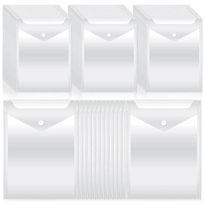 EF-50Pcs Clear Plastic Envelopes Sticker Photo Storage Folder Clear Envelope Bag For School Home Office 7.08 X 9.44Inch
